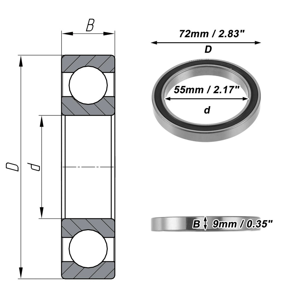 Deep Groove Ball Bearing P5 for Scooter Skateboard Wheel (55x72x9mm)