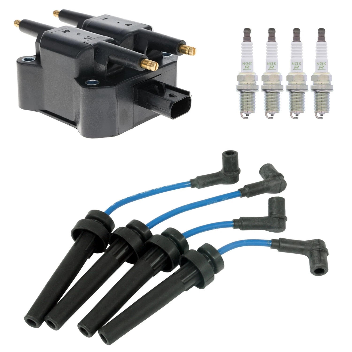 Set of 4 Hitachi Ignition Coils & NGK V-Power Spark Plugs for Eclipse (1995–1999)