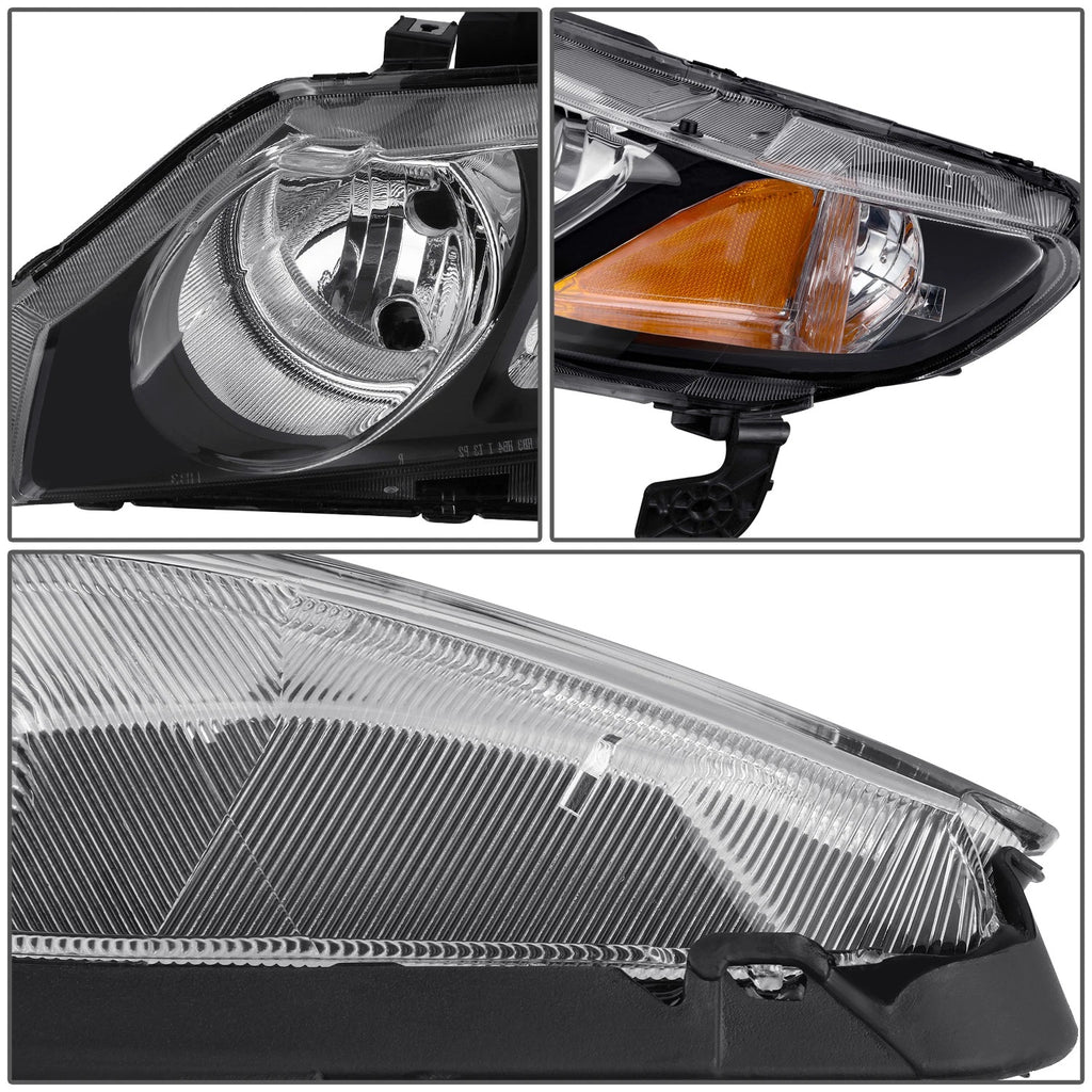 Headlight Lamp Assembly for Honda Civic Sedan (2006–2011) Black Housing