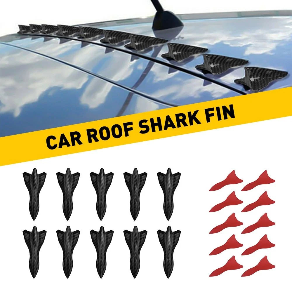 10x Shark Fin Decorative Stickers for Car (Carbon Fiber)