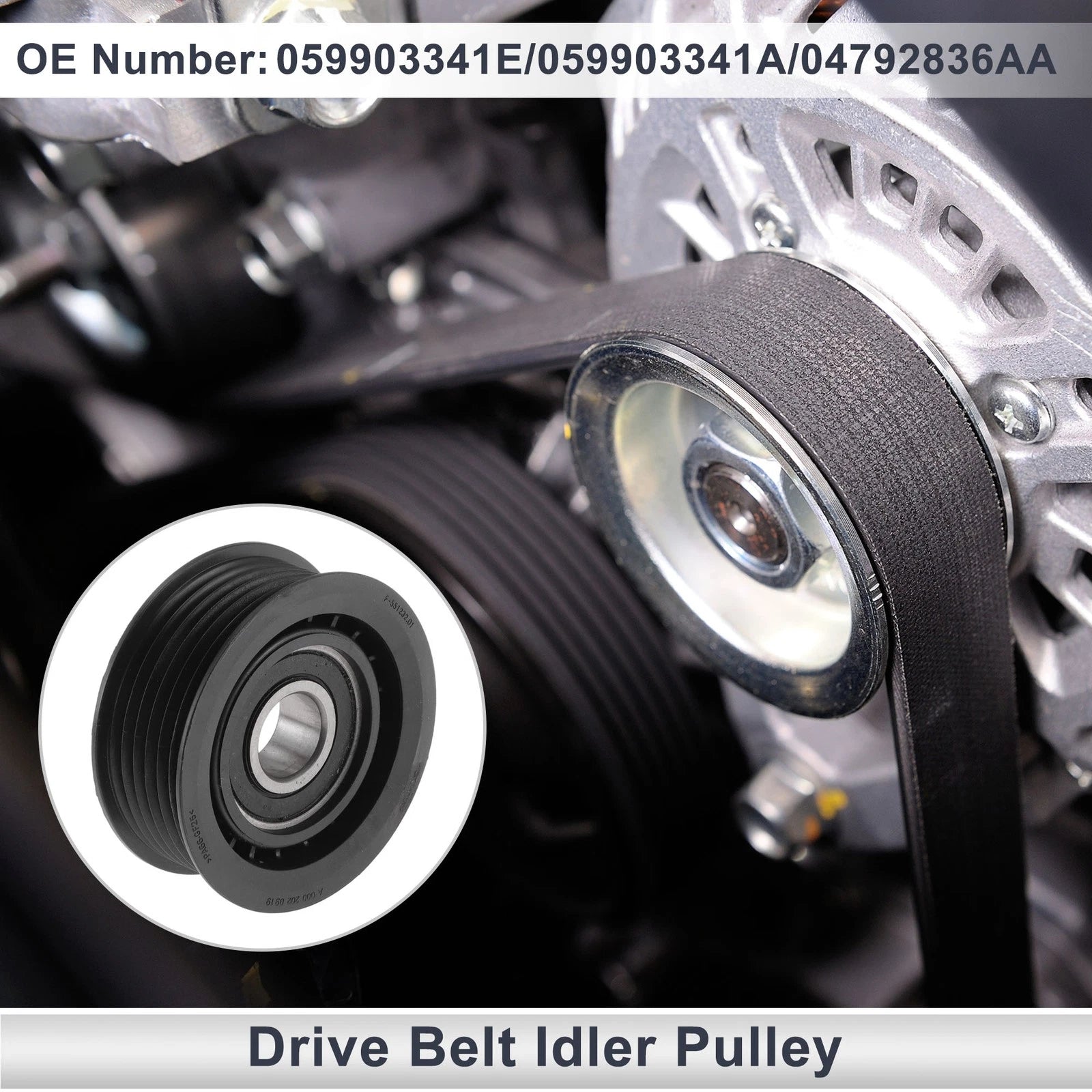 Drive Belt Idler Pulley for Chevrolet Cobalt (2005–2007) 059903341E Plastic