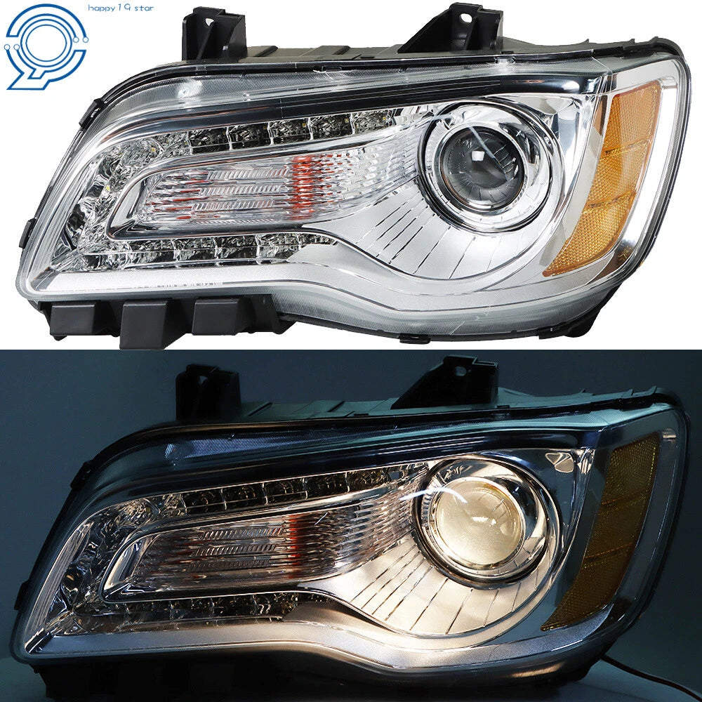 Headlight Assembly for Chrysler 300 (2011-2014) Chrome Halogen LH Side