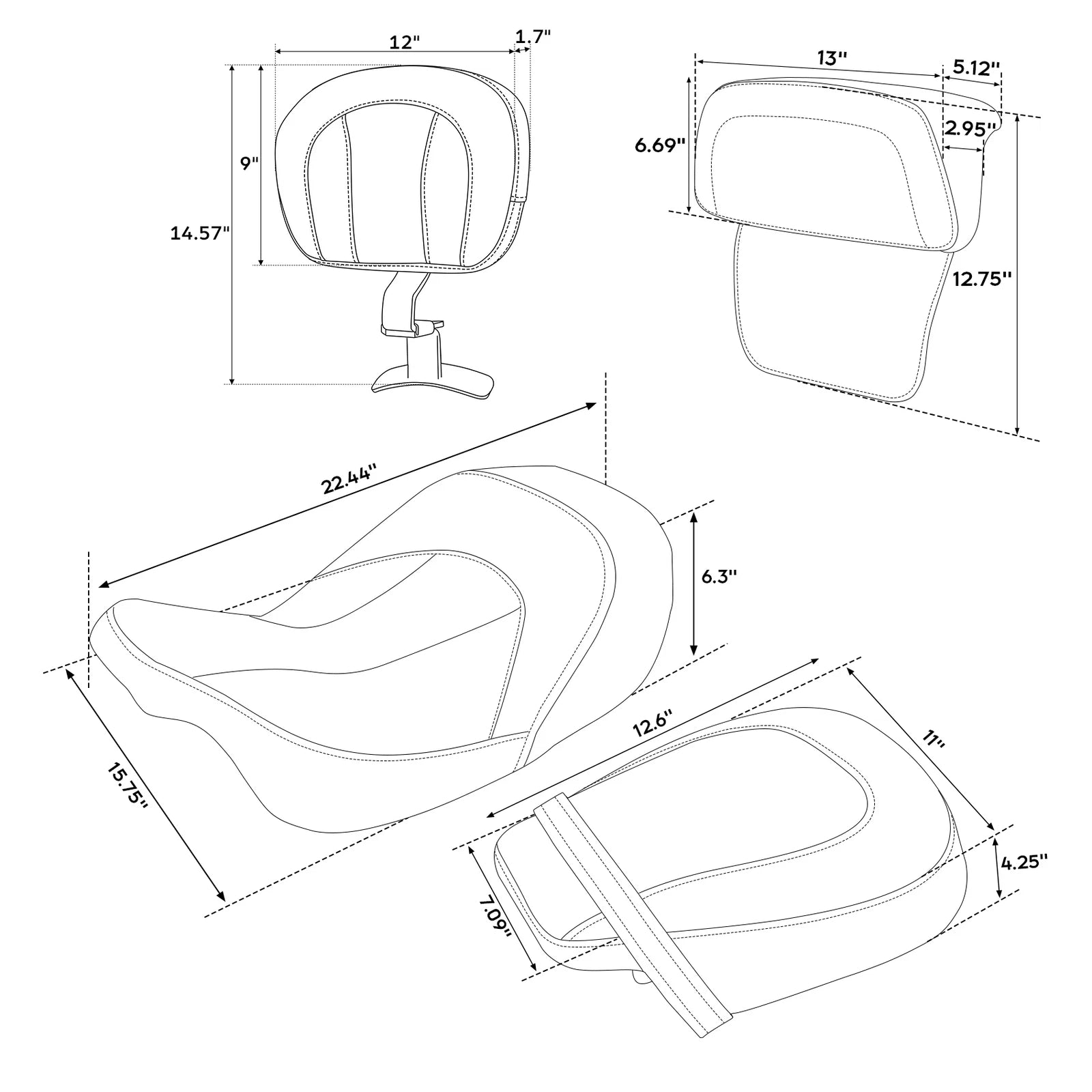 Seats & Backrests for Harley Touring Glide (2014–2023)