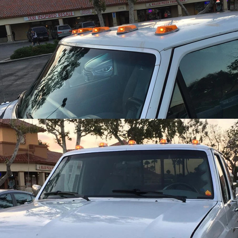 Set of 5 Amber Cab Roof Marker Light Covers for Ford F Super Duty (1973–1997)