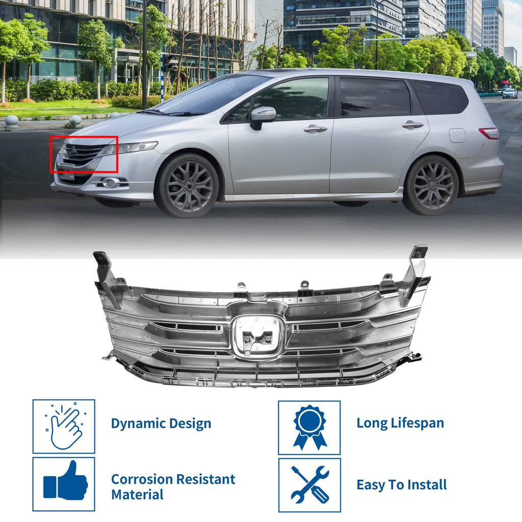 Front Upper Bumper Grille for Honda Odyssey (2011–2012) Chrome
