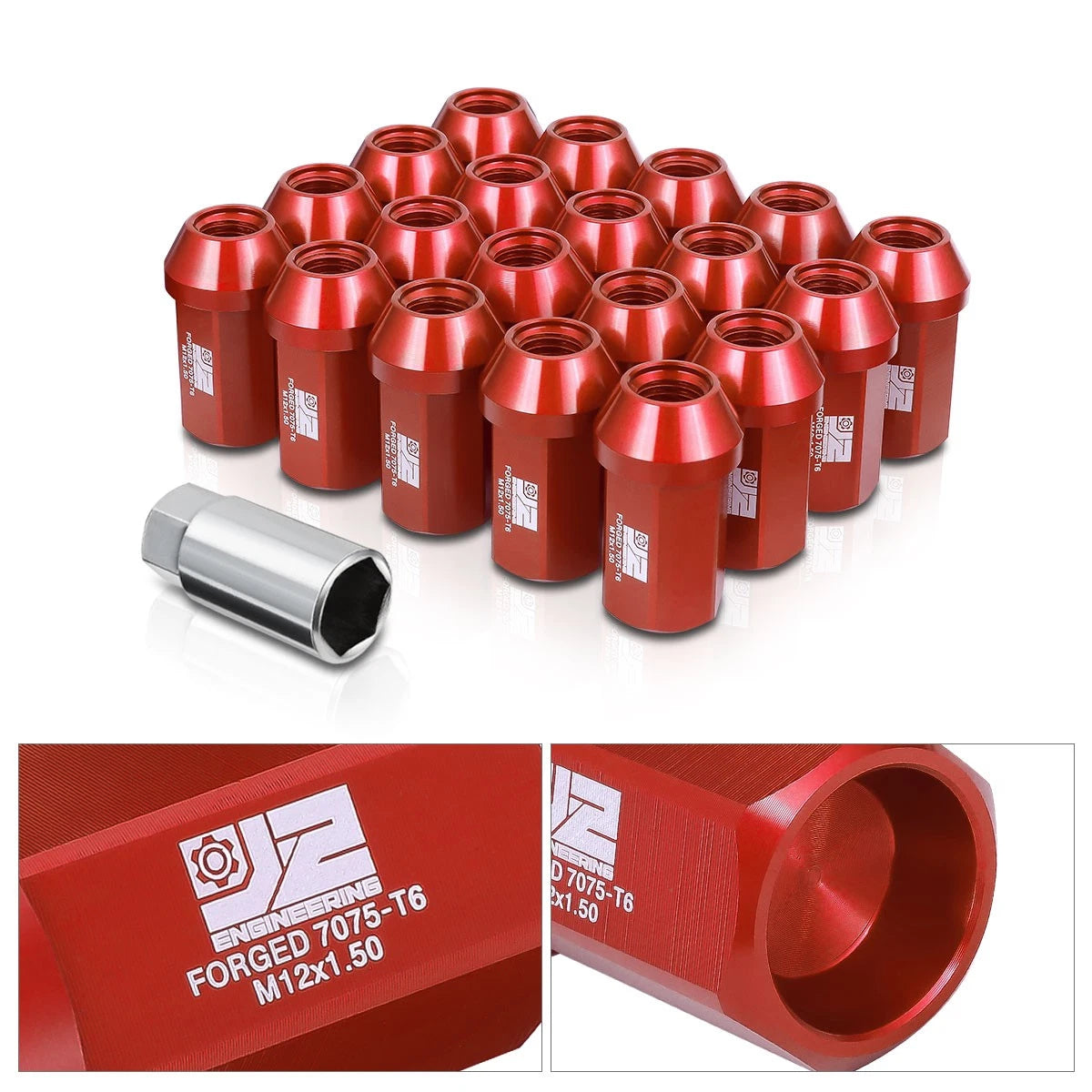 20Pcs M12x1.5 Closed End Acorn Lug Nuts + Extension for Universal Fit (42mm)