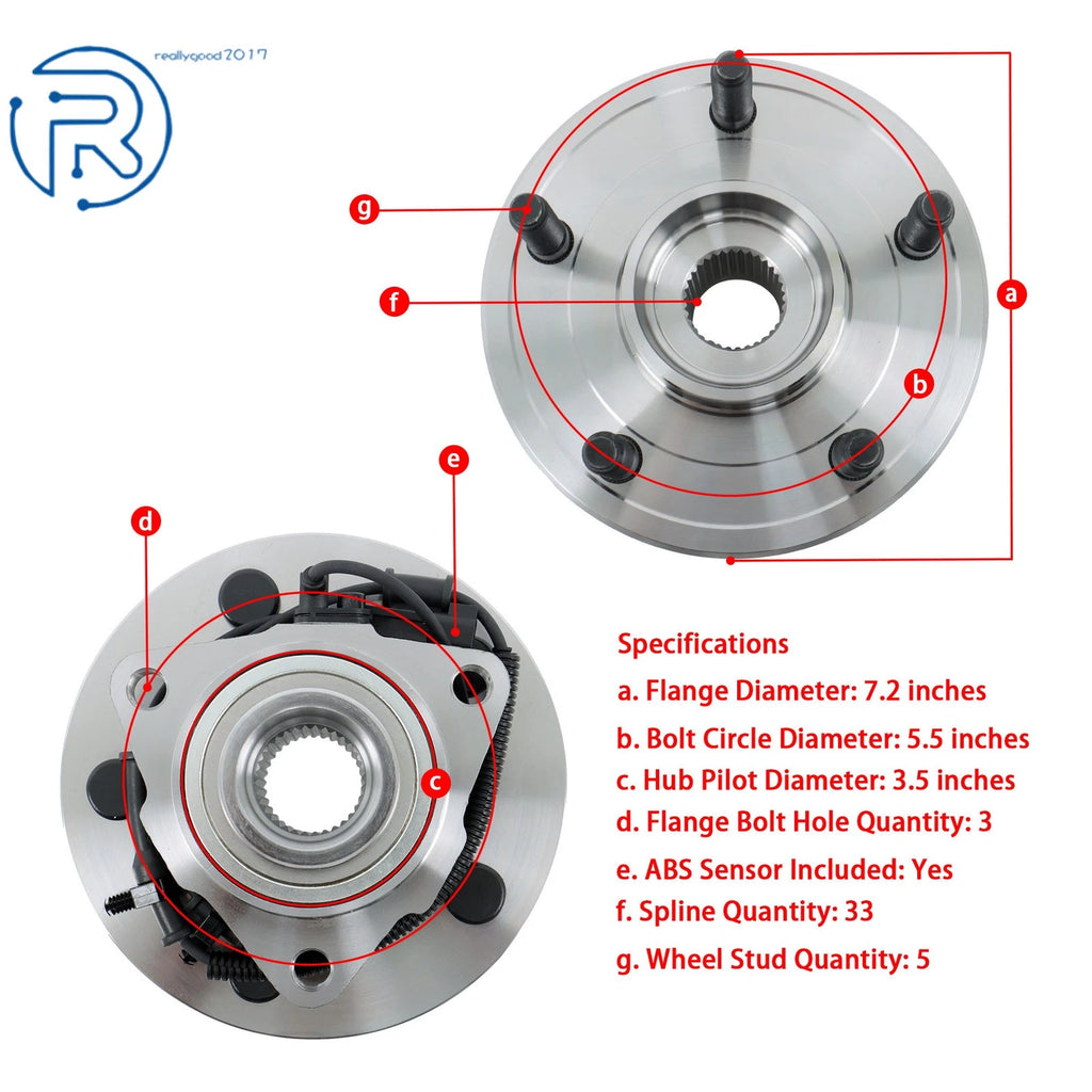 Front Wheel Bearing Hub Assembly 515151 HA590515 for Ram 1500 (2012–2018)