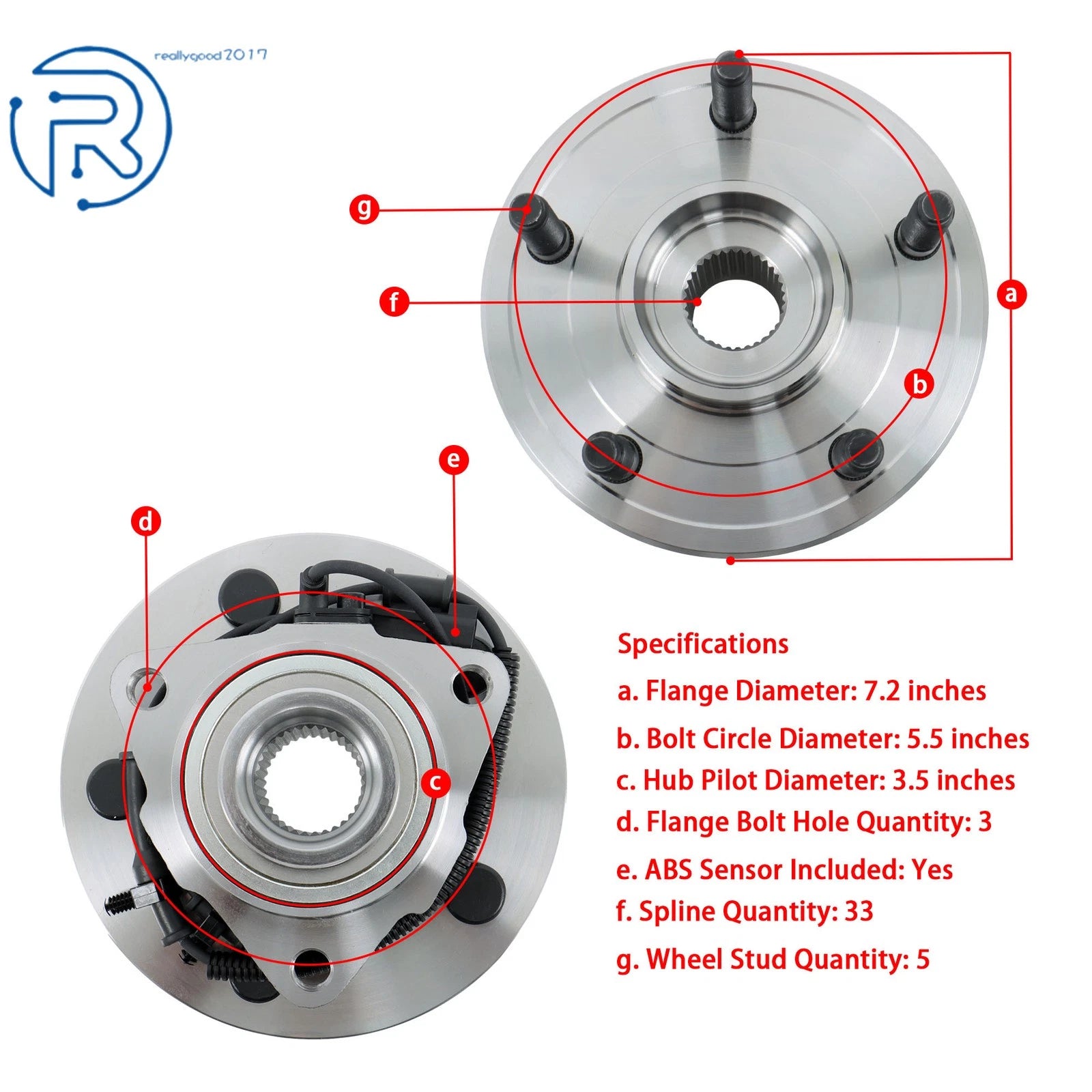 Front Wheel Bearing Hub Assembly 515151 HA590515 for Ram 1500 (2012–2018)