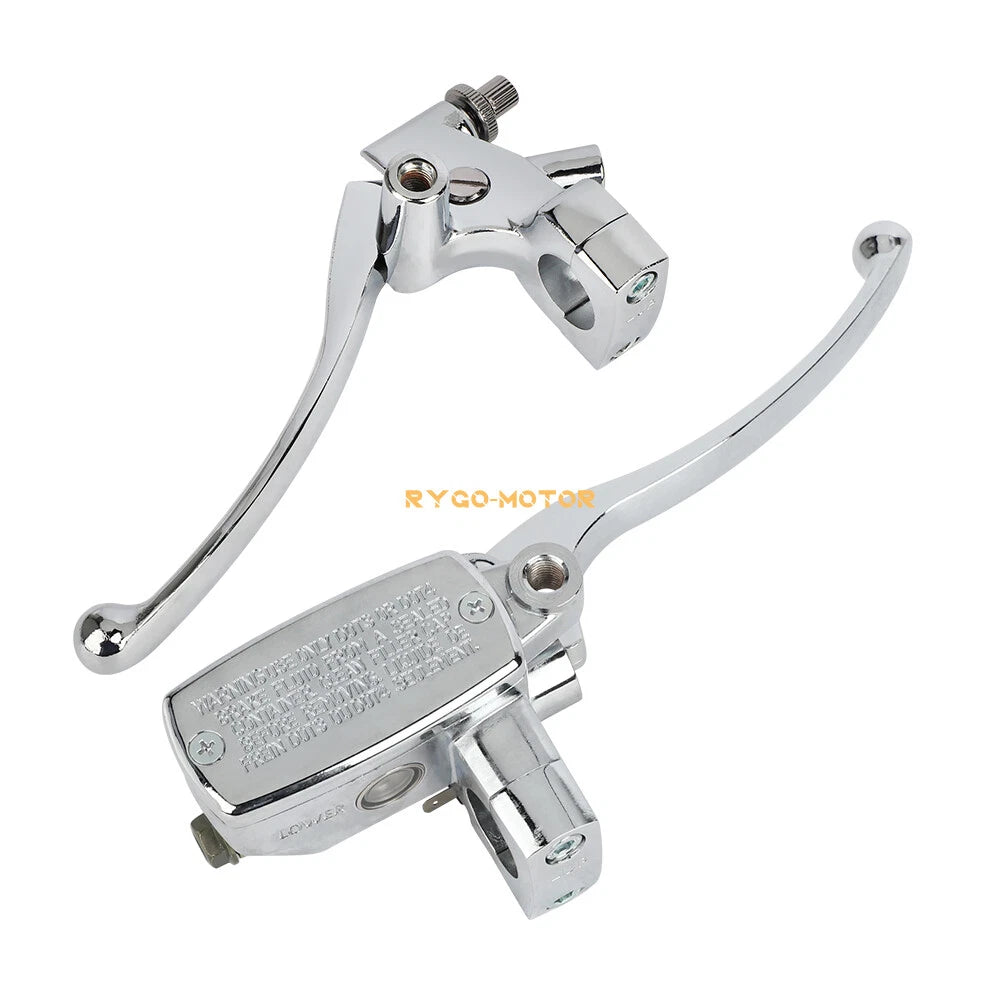 1" Hydraulic Brake Master Cylinder & Clutch Lever for Motorcycle (Chrome)
