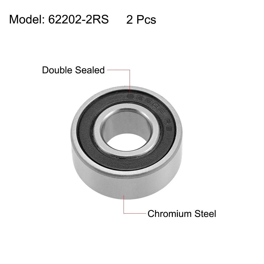 Set of 2 Ball Bearings 15x35x14mm Double Sealed Chrome Steel for Various Models