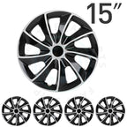 Set of 4 Black Universal Hub Caps for R15 Tire & Steel Rim