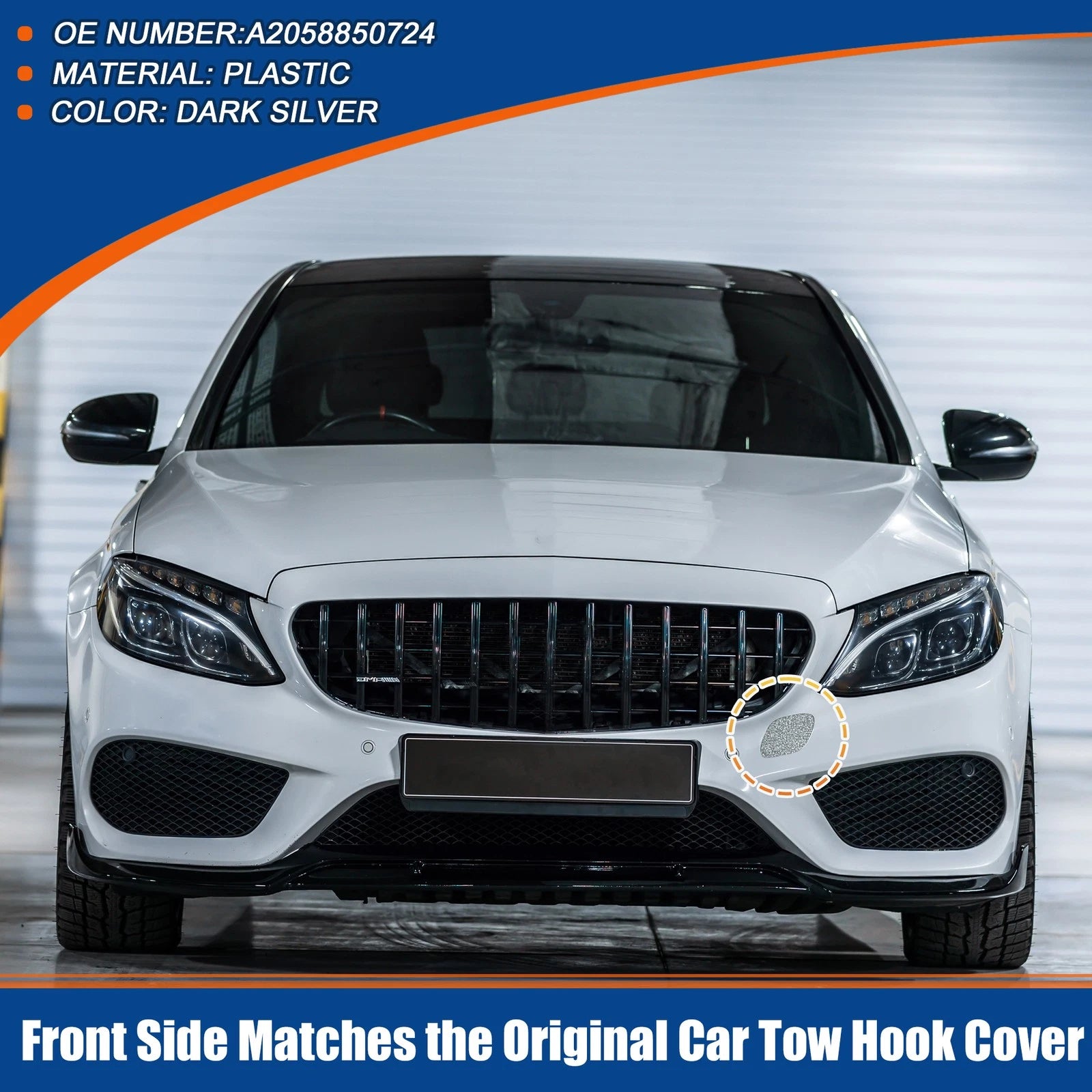 Tow Hook Cover for Mercedes-Benz (A2058850724) (2015–2020) Dark Silver