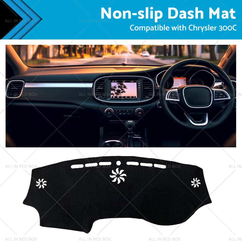 Dash Mat for Chrysler 300C (2012–2022) Black Non-Slip Dashboard Cover
