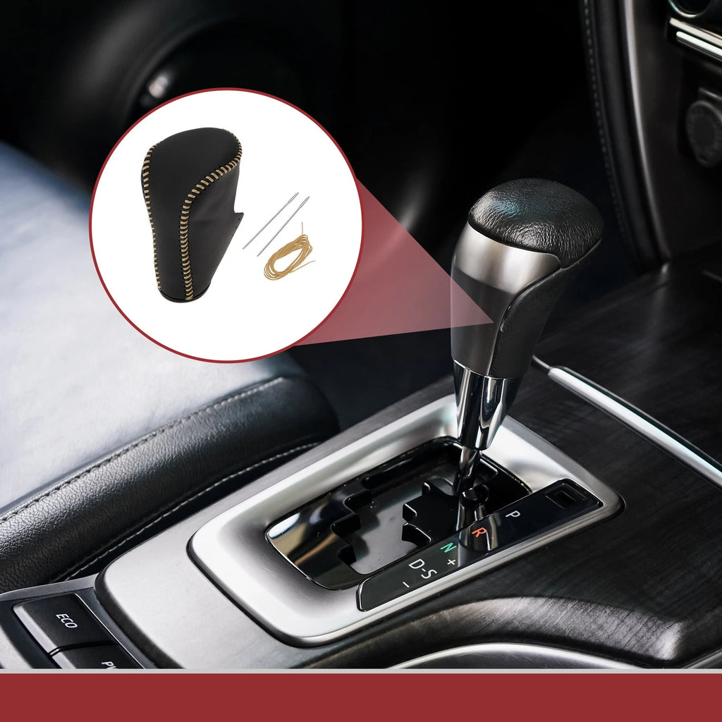 Gear Shift Knob Cover for Honda Accord 8 (2008–2012) Black Yellow Leather