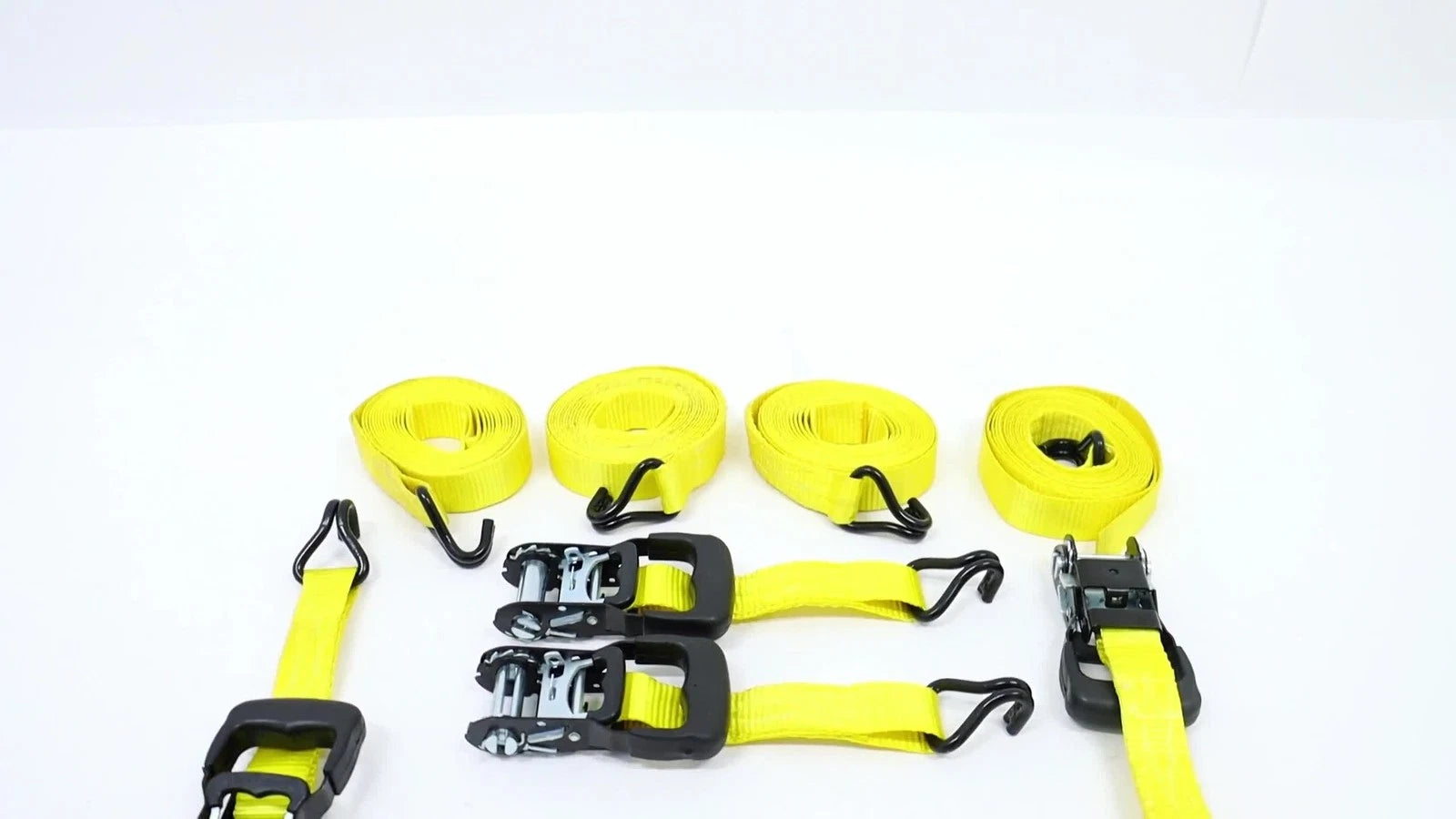 Set of 4 Ratchet Tie Down Straps with J-hook 11000lbs Load Capacity