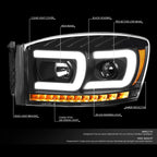 LED Chasing Projector Headlight for Ram Truck (2006–2009)