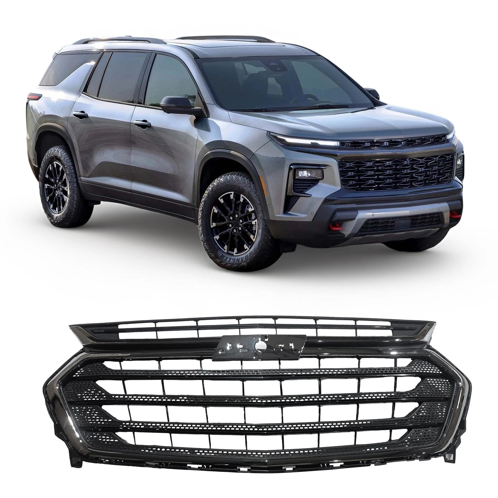 Black Front Bumper Upper Grille for Chevrolet Traverse (2018–2021)