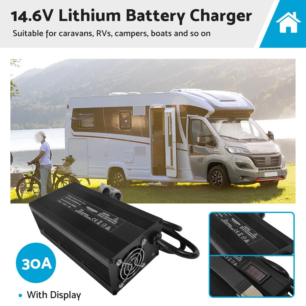 30A AC/DC Lithium Battery Charger for LiFePO4 (LED Display)
