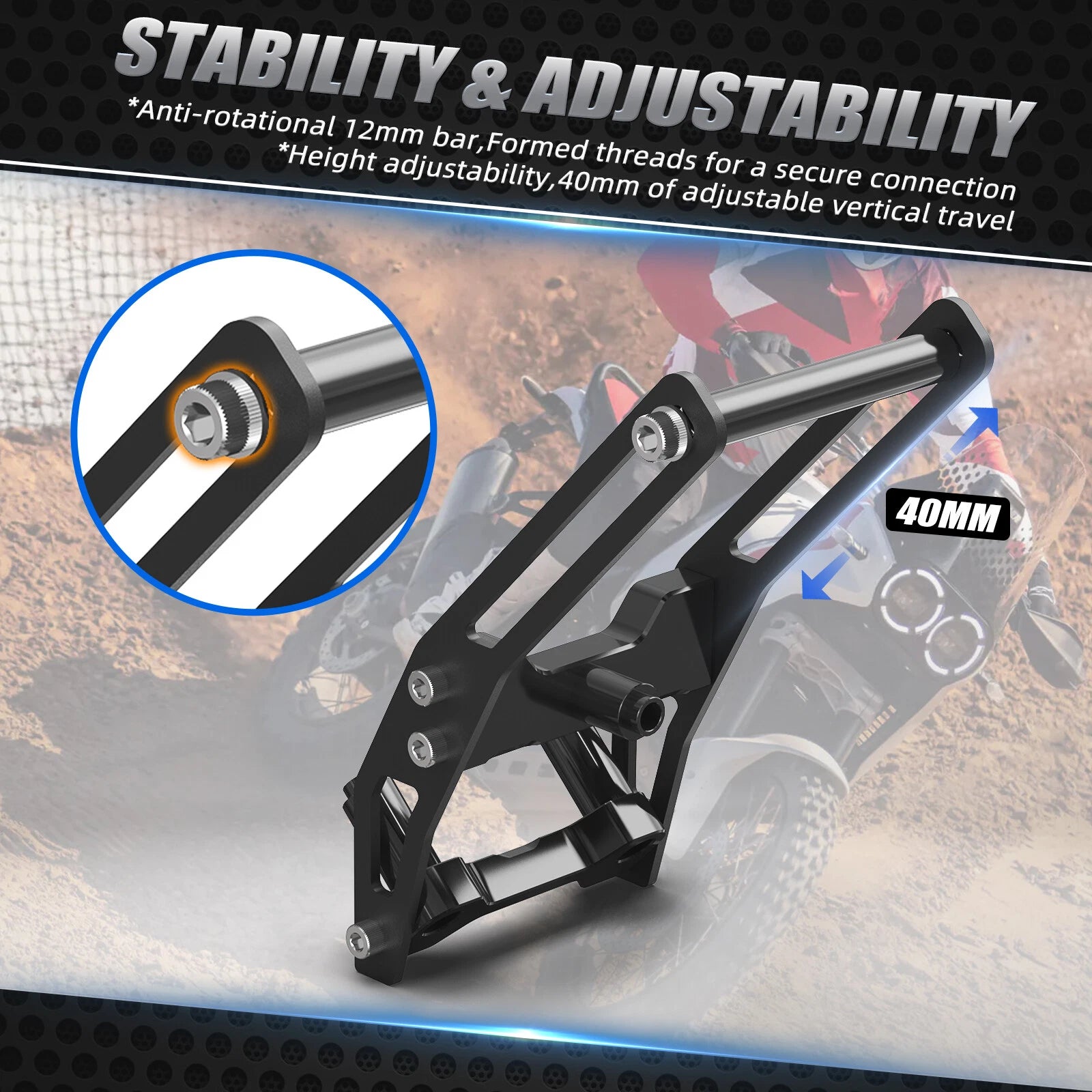 Alu Adjustable 12MM GPS Mount Holder Bracket for Ducati DesertX (2022–2024)