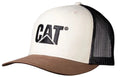 Caterpillar Trucker Cap for Universal Fit (Tan/Black Mesh, Brown Brim)