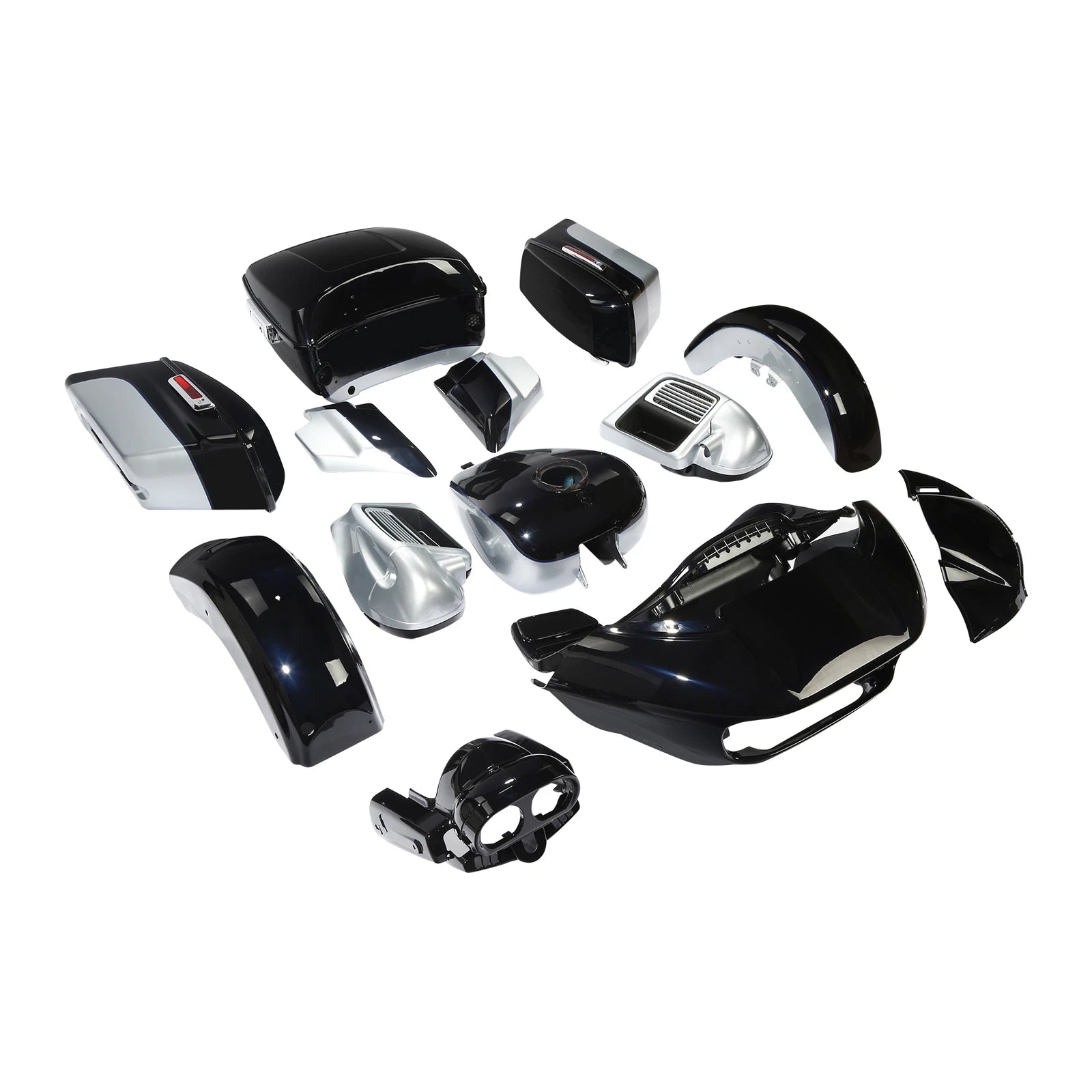 Fairings Body Kit for Harley Road Glide (2015–2023) Midnight Blue Barracuda Silver