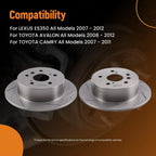 Rear Brake Rotors Kit for Lexus ES350 (2007–2012), Toyota Avalon (2008–2012), Camry (2007–2011)