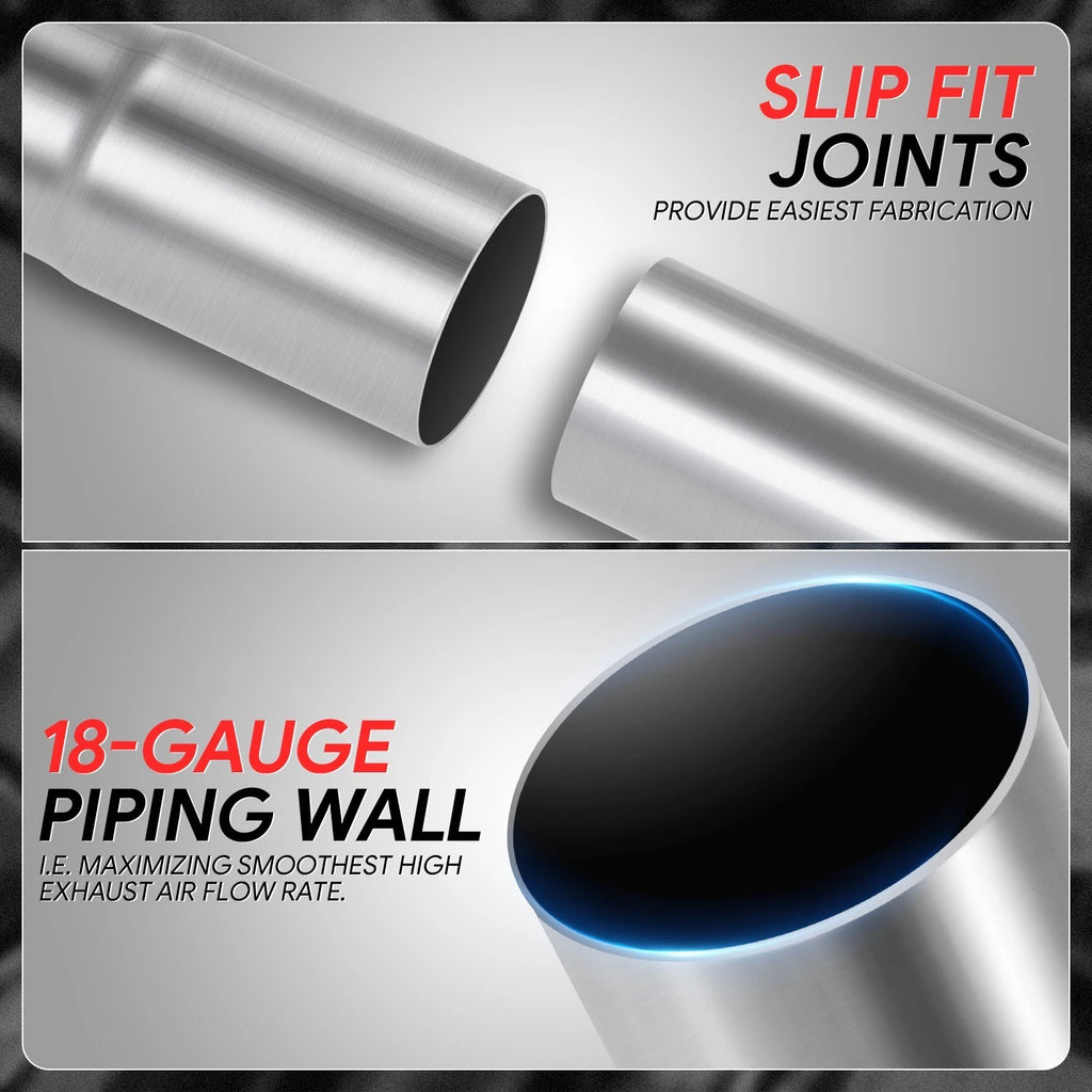 2Pcs 90 Degree U Bends for Exhaust Pipe (2" OD, 18-Gauge)