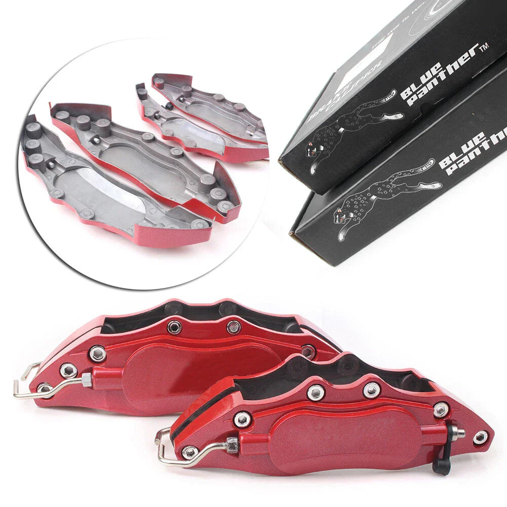 4 x 3D Metal Brake Caliper Covers for Universal Car - Large & Medium Red