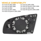 Heated Right Side Rearview Mirror Glass with Backing for Audi S4 (2004–2008)