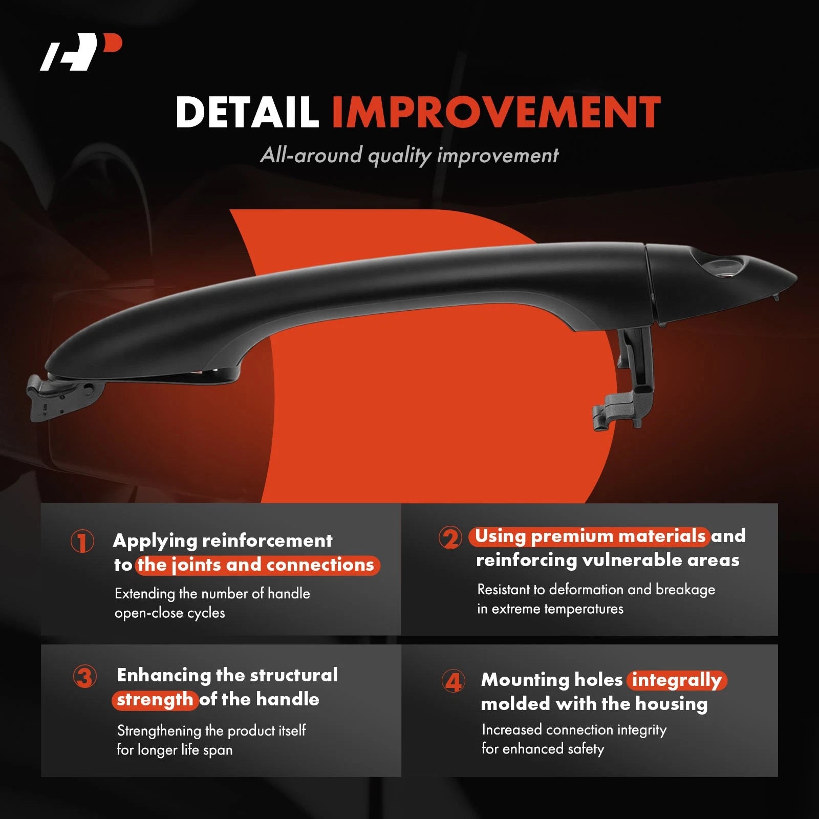 Front Left Exterior Door Handle with Cover & Keyhole for Kia Sedona (2015–2021)