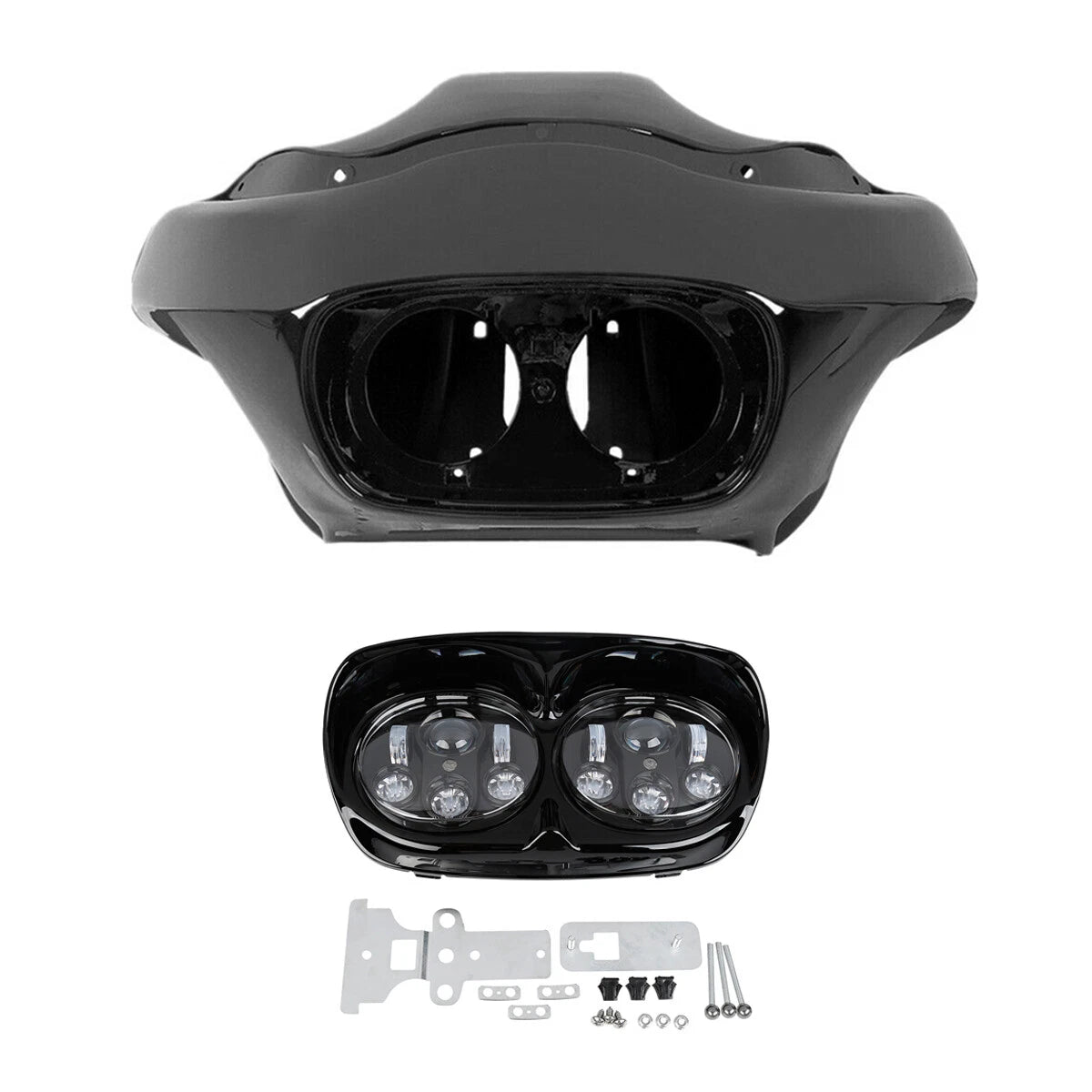 LED Headlight for Harley Road Glide (1998–2013) - Matte Black Inner Outer Fairing