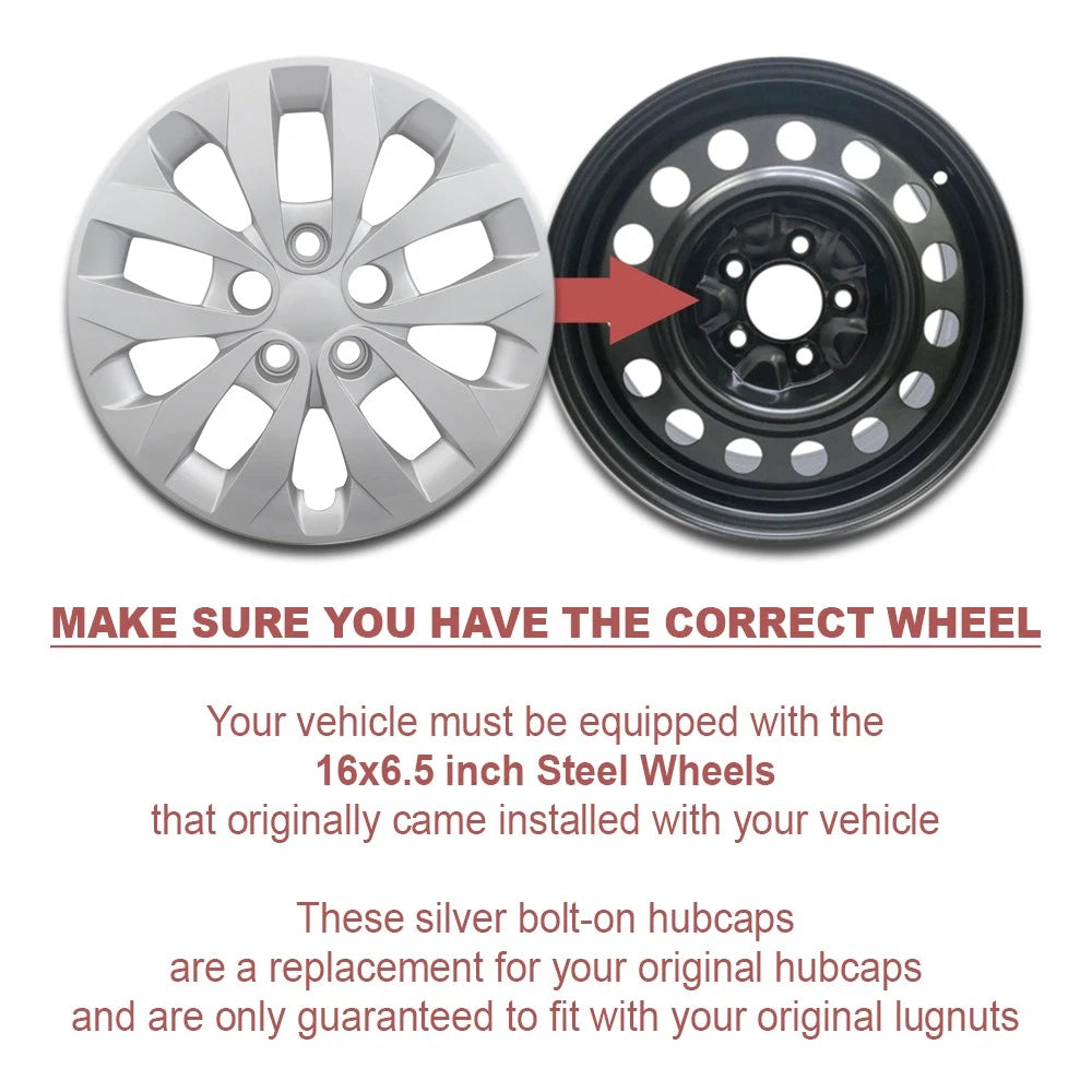 Wheel Covers 16 Inch Bolt On Full Hub Caps for Hyundai Elantra (2011–2018)
