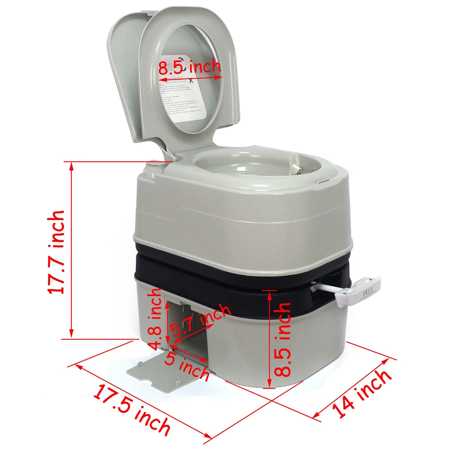 Portable Toilet 24L 6.3 Gallon for Camping Travel Piston Pump Commode