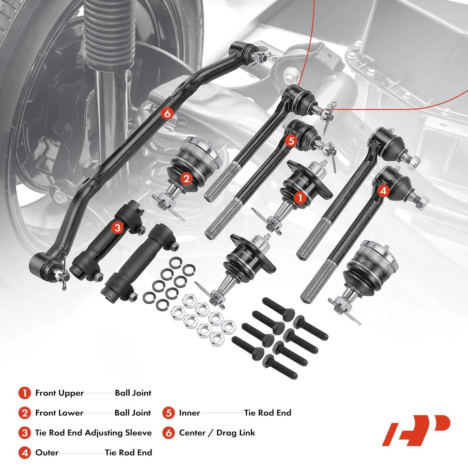 Set of 11 Inner & Outer Tie Rod Ball Joints for Chevy Blazer (1996–2005)