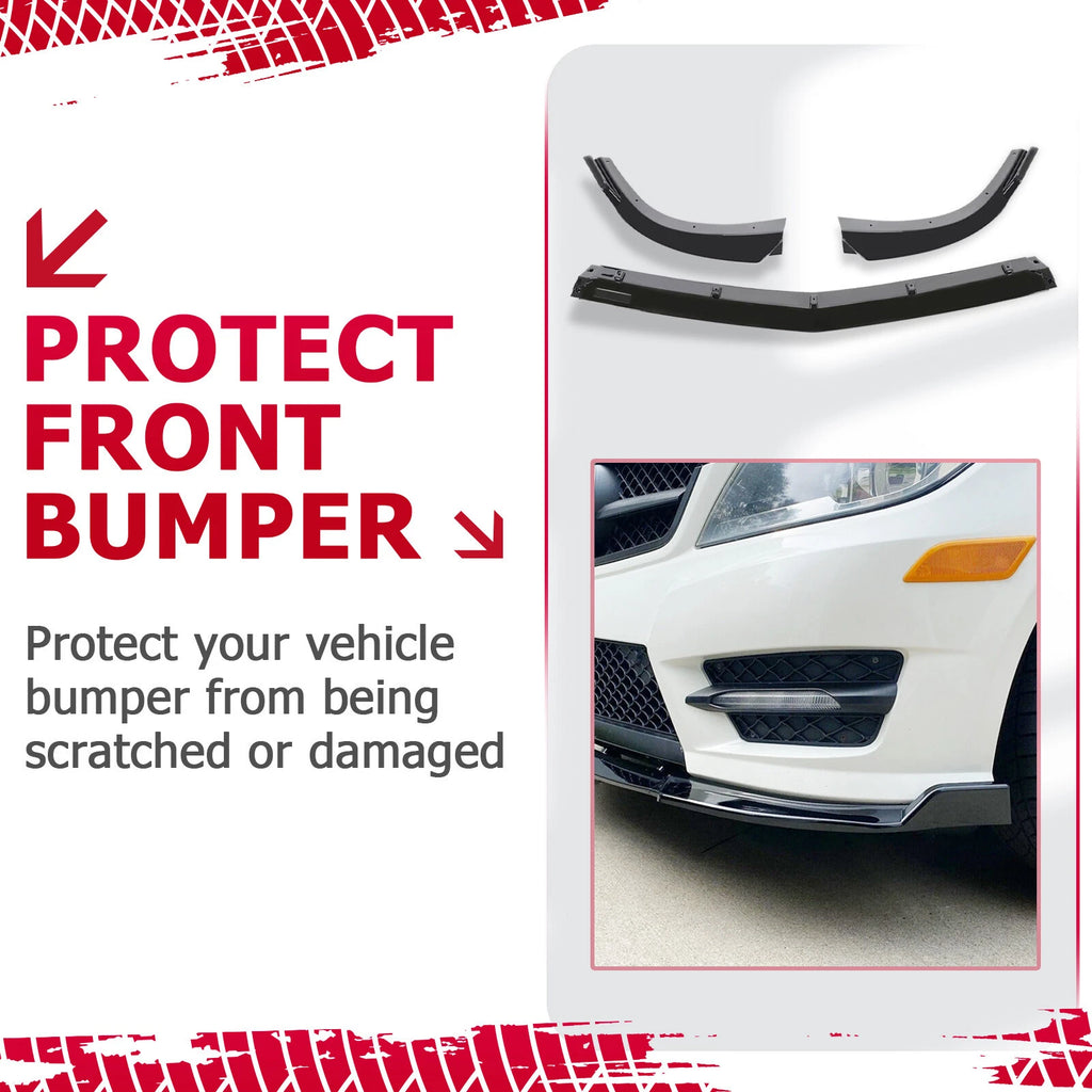 Glossy Black Front Bumper Lip Splitter for Benz C Class W204 (2012-2014)