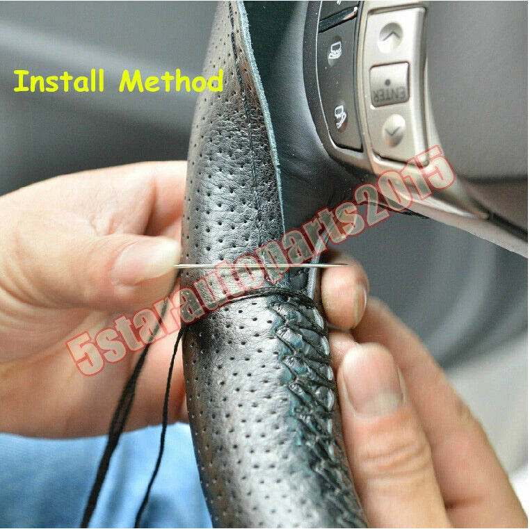 Steering Wheel Cover for Universal Fit (DIY PU Leather, Anti-slip, Black)