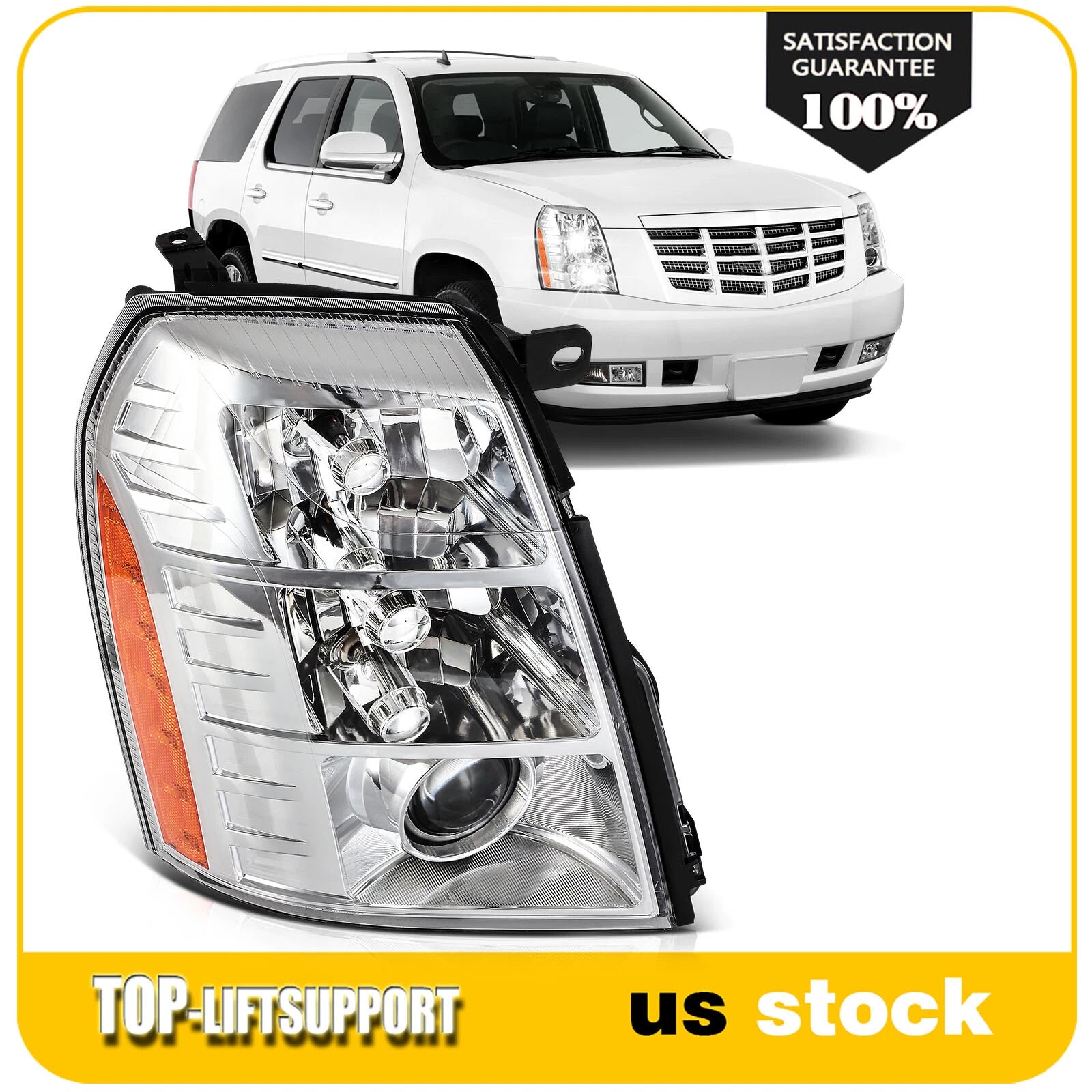 Right Side Headlight for Cadillac Escalade (2007–2014) with HID Bulb & Ballast