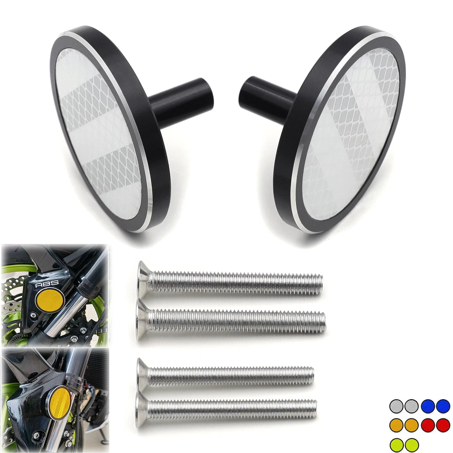 White Round Reflector with M5 M6 Screw Bolt for Kawasaki Ninja Honda CB