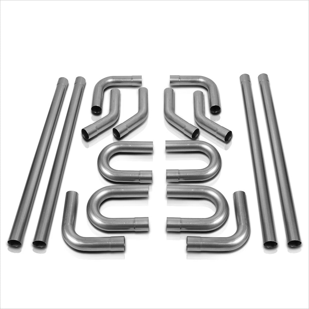 16 Pcs Exhaust Piping Kit for DIY Custom (2.25" OD, Straight, 45 & 90 Degree)
