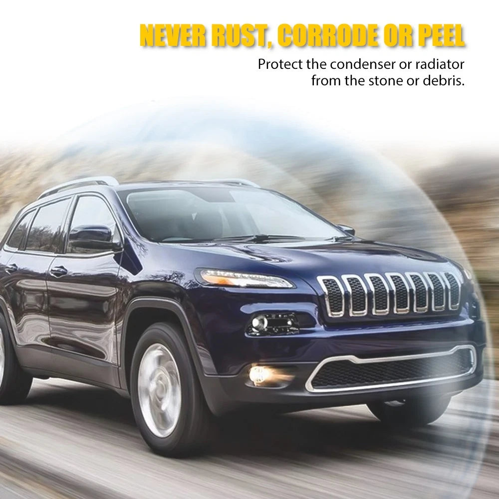 7Pcs Front Grill Inserts Honeycomb Mesh Cover Chrome for Jeep Cherokee (2014–2018)
