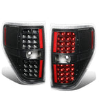 2X Full LED Tail Brake Lights for Ford F150 (2009–2014) - Black