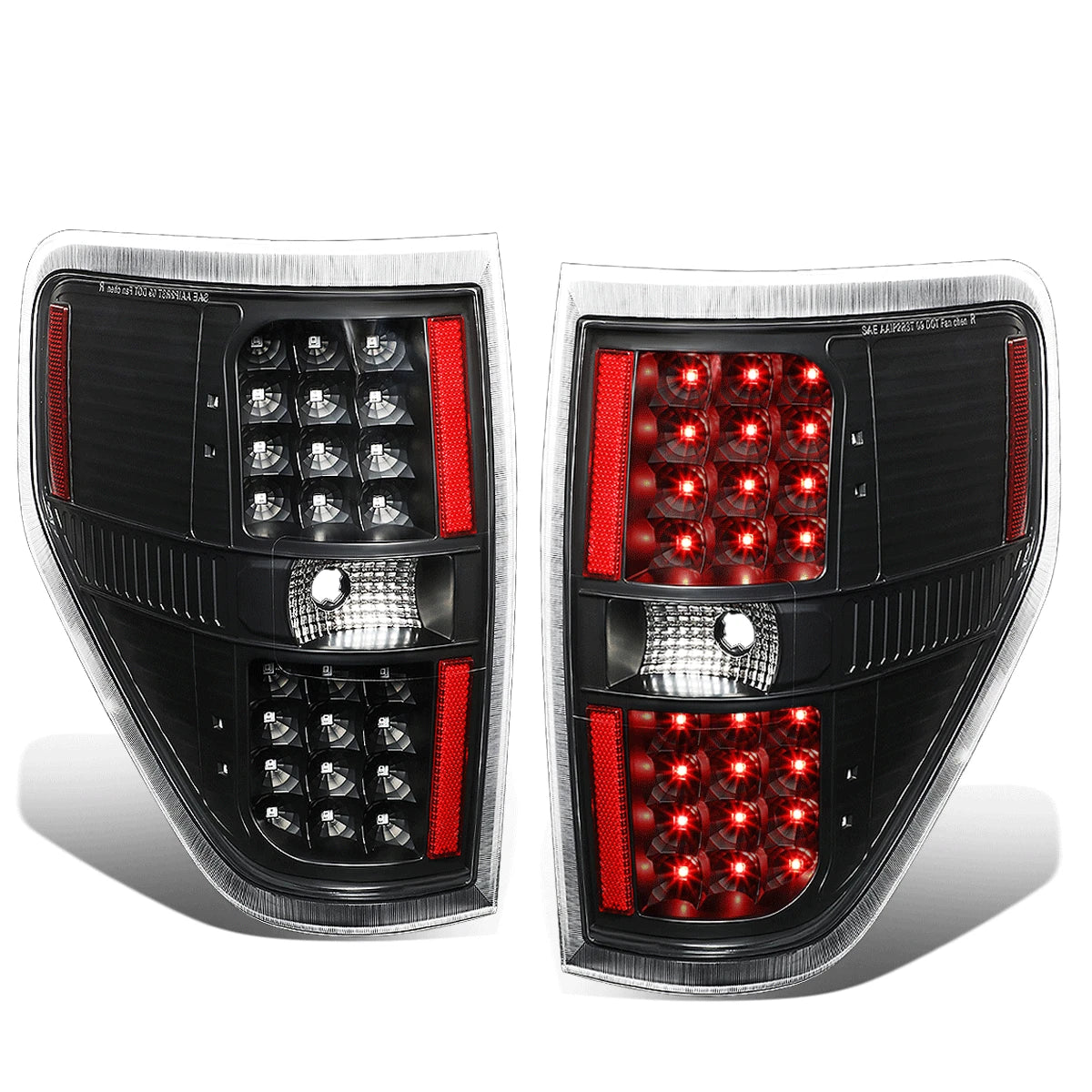 2X Full LED Tail Brake Lights for Ford F150 (2009–2014) - Black