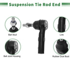 6 Pcs Front Outer Tie Rod Ends & Ball Joints for Dodge Dakota (2000-2004)