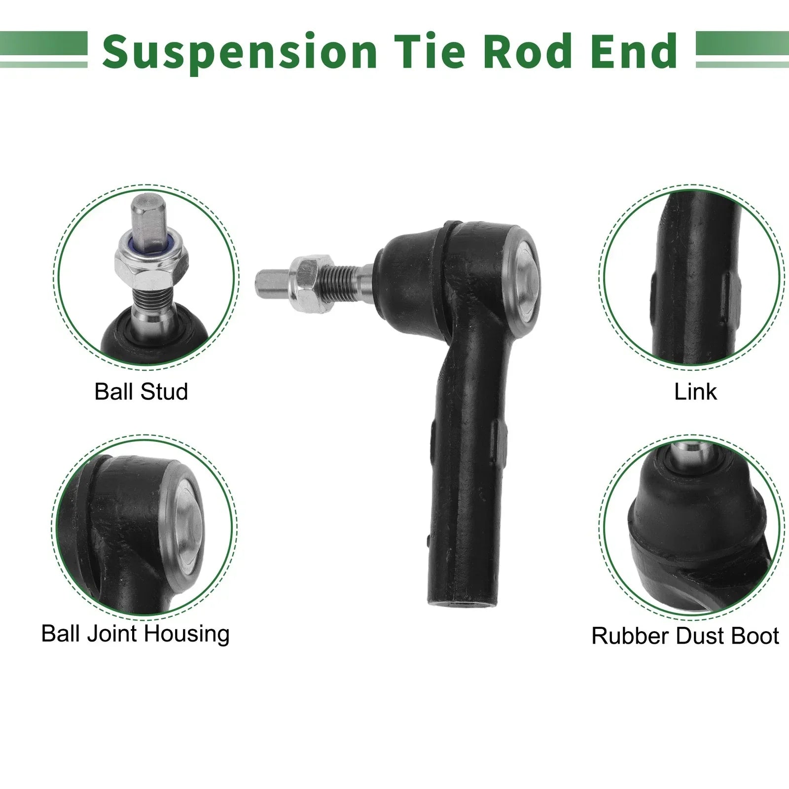 6 Pcs Front Outer Tie Rod Ends & Ball Joints for Dodge Dakota (2000-2004)