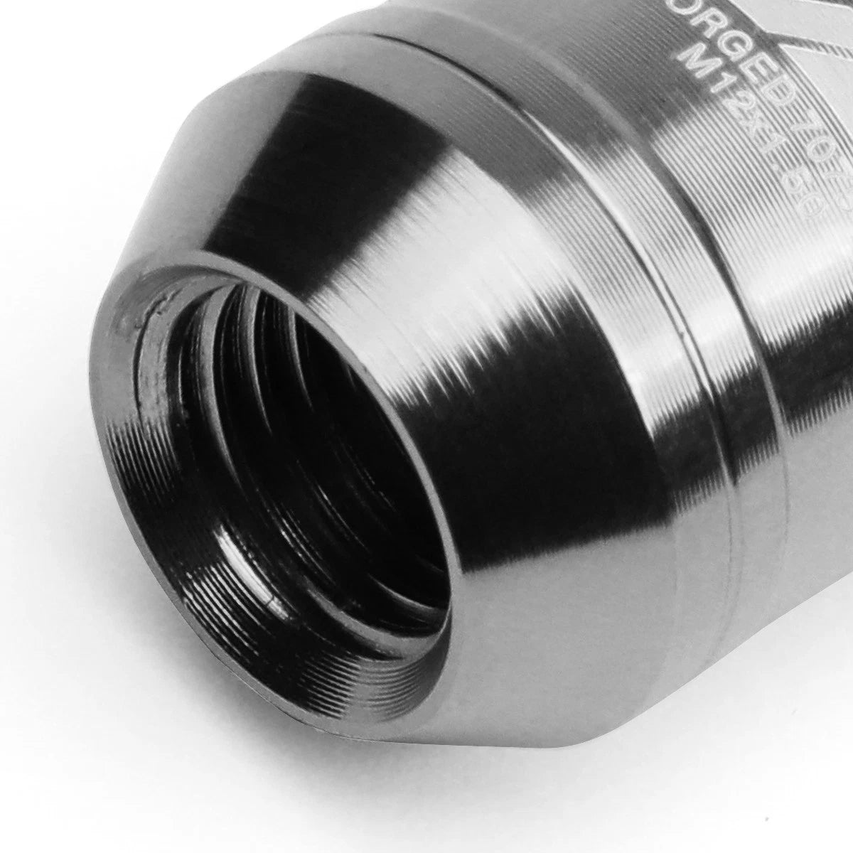 16 Pcs J2 7075 Forged Aluminum M12x1.5 Open-End Lug Nut Set w/4 Lock+Key Silver