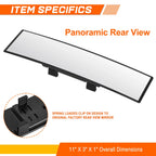 11" Universal Clip On Convex Panoramic Rear View Mirror for Cars