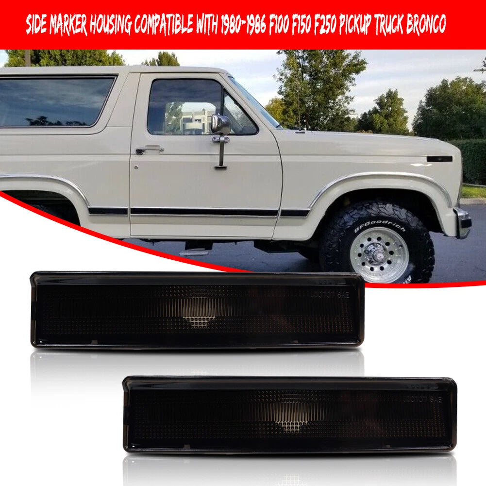 2X Smoke Lens Front Side Marker Light Housings for Ford F150 F250 F350