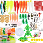 80 Piece Assorted Fishing Lure Kit with Spoons, Soft Baits, Hooks & Tackle Box