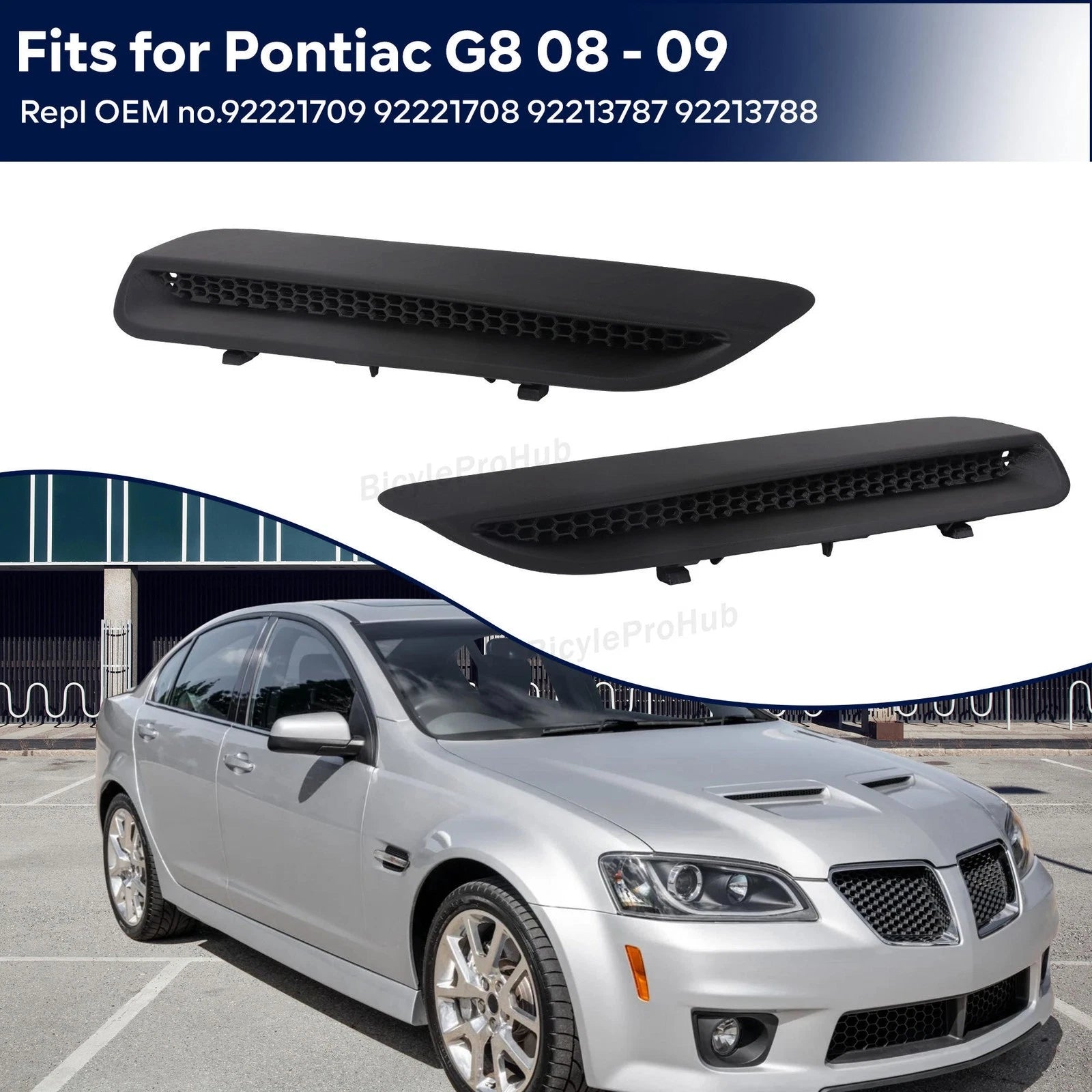 Hood Scoops Vents Grille Air Outlet Vent Cover Pair for Pontiac G8 (2008–2009)
