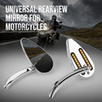 2X Rearview Mirrors with LED Turn Signals for Yamaha Suzuki Kawasaki Honda Harley